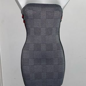 Plaid strapless mini dress